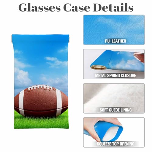 American Football Glasses Case, PU Leather Sunglasses Organizer Eyeglasses Case Glasses Cases For Men Women - color: American Football