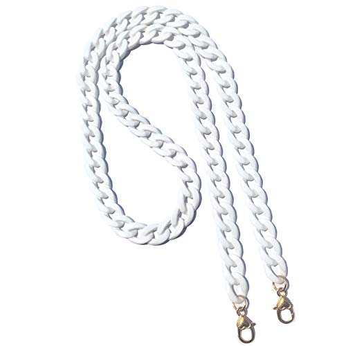 Aumey Clear White Black Brown Acrylic Chain Clutch Purse Strap Handles Bag Handbag Purse Replacement Chains 40 Inches - color: White