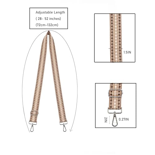 1.5" Wide Purse Strap Adjustable Replacement Gold Hardware Long Crossbody Bag Strap for Thick Shoulder Bags Canvas Handbags Straps - color: Gold Hardware-507