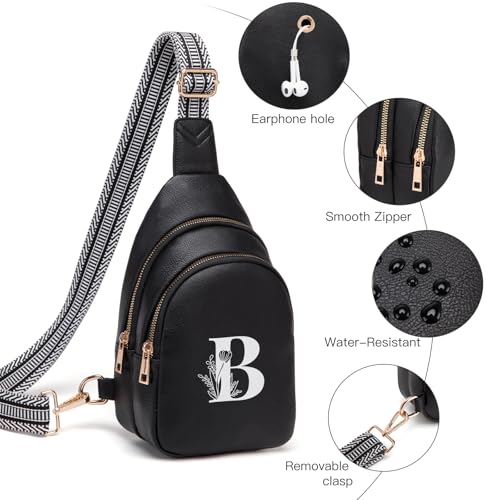 Viverte Crossbody Bags for Women Initial Sling Bag Cross Body Fanny Packs Personalized Gifts for Mom Women Wife - color: Black, style: B