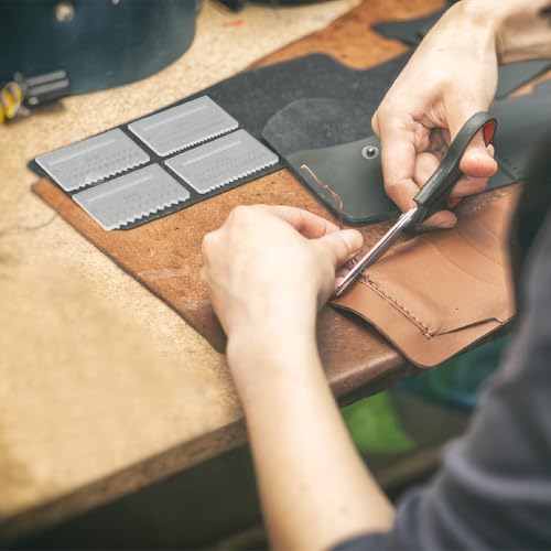 FINGERINSPIRE 4 PCS Clear Acrylic Leather Stitching Aid Plate 3/4/5/6mm Multifuction Stencil Template Leather Punching Tool Ruler Leather Stitching Aid Plate for Pulling Up Pricking Letherworking