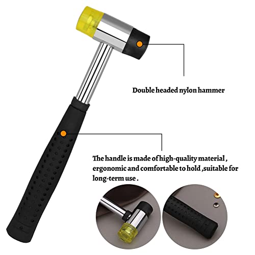 TLKKUE 240 Sets Rivets for Leather 3 Sizes Double Cap Rivets Tubular | 4 Colors Leather Rivets with Rubber Hammer Fixing Tool Kit 4 Pieces for DIY Leather Craft Clothes Shoes Decoration and Repair - color: 4 Colors 240 Sets