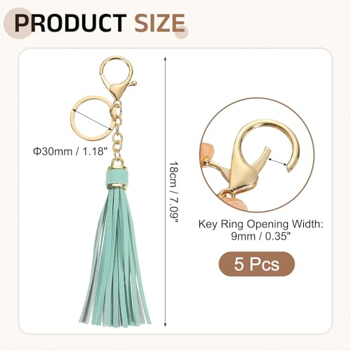 uxcell Leather Keychain Tassels, Women Tassel Bag Charm with Lobster Clasp Key Ring for Handbag Purse - color: Malachite Green