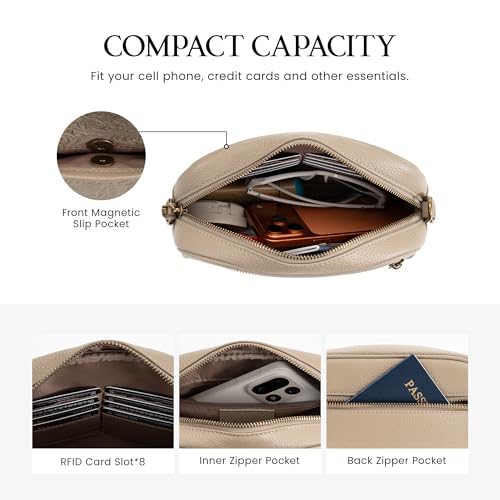 befen Anti-theft Crossbody Bag for Women Genuine Leather, Small Cross Body Shoulder Handbags with RFID Card Slots - color: Z#taupe