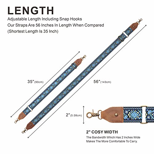 Nefelibata Purse Strap, 2" Cowhide Head Wide Shoulder Strap Adjustable Replacement,Retro Jacquard Embroidery Multi-pattern Crossbody Bag Straps for Handbag,Crossbody Bags,Shoulder Bags(Purple Flower) - color: Embroidery Purple