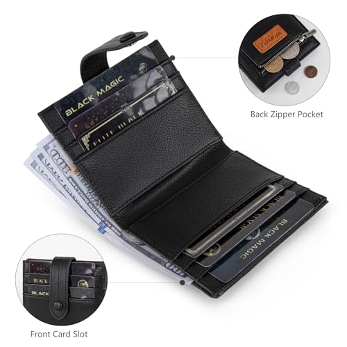 Montana West X Wrangler Small Black Wallet for Woman Ladies Girls Slim Thin Bifold Card Cases & Money Organizers RFID Lining and Zipper Coin Pocket - color: Black
