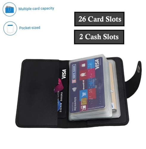 Stealodeal PU Leather Card Holder – Multi-Compartment Organizer for Debit/Credit/ATM Cards (Unisex Design) (black) - color: black