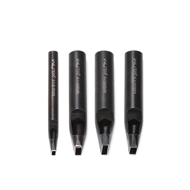 WUTA 4 Pcs Rectangle Leather Hole Punch Set, High Carbon Steel Punch Tool, Hollow Punch Cutter Kits for Belt & Leather Crafting（3 * 8mm + 5 * 16mm + 5 * 20mm + 6 * 18mm） - size: 3*8mm + 5*16mm + 5*20mm + 6*18mm
