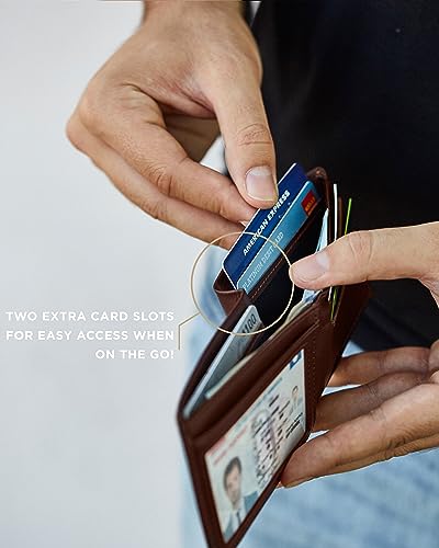 SERMAN BRANDS Mens Slim Bifold Wallet RFID Blocking Minimalist Front Pocket Wallets for Men - Thin & Stylish - color: Melted Chocolate Elite