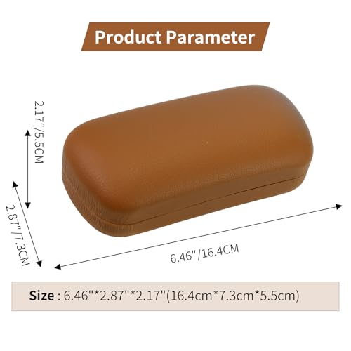 PERFECTSIGHT Sunglasses Case, Large Hard Shell Glasses Case, Cute PU Leather Protective Eyeglasses Case for Women Men - color: Brown