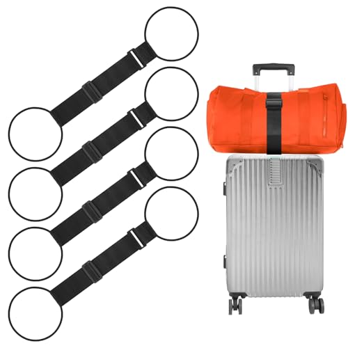 Adjustable Luggage Connector Straps for Suitcase 4-Pack (Black) | Add A Bag, Connect 2 Suitcases, Hang Coat/Scarf, Elastic Bungee Belt, Secure Carry-on Travel Essentials, Lightweight 72g - color: Black, size: 4 Pack