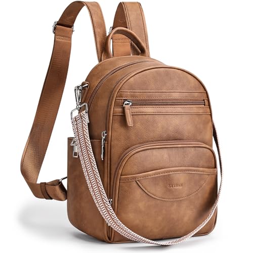 SYTRAH Small Backpack Purse for Women, Mini Daypack Cute for Travel Brown - color: Brown