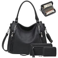 lapsting Hobo Bags for Women Handbags Purse Ladies Boho Shoulder Bag Crossbody Purses Faux Leather - color: G - 15inch Black - Black Metal