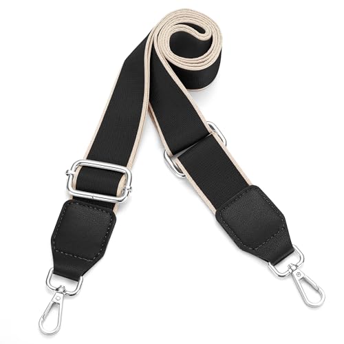 Hamdecro Purse Straps Replacement Crossbody, Universal Wide Shoulder Strap for Bags Adjustable Straps for Handbags, Silver Buckle - Black - color: Silver - Black