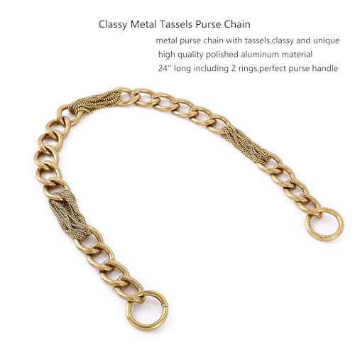 Yichain Classy Metal Tassels Bag Chains Purse Handles Shoulder Strap Replacement Charms Accessories (Antique Gold Big 24'') - color: Antique Gold Big 24''