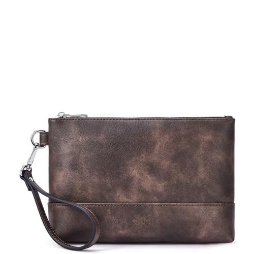CLUCI Wristlet Wallet for Women Large Capacity Clutch Purse | PU Leather Wallet, Gift for Women Birthday - color: Coffee