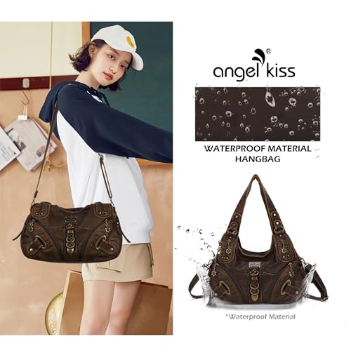Angelkiss Hobo Purses and handbags for Women Satchel Handbag Women Purses Large Daily Shoulder Bags - color: 801brown