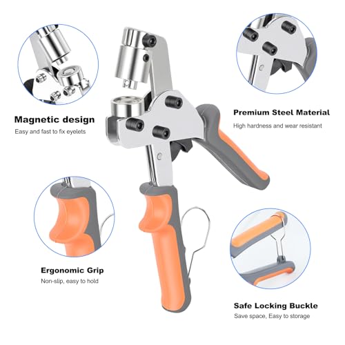 Heavy Duty Grommet Tool Kit - 600 Sets 3/8" Grommets, Manual Press Eyelets Tool with Hole Punch for Tarp Fabric Leather Banner Canvas Tents Vinyl Crafts (3/8" (10mm) - 600 Sets (Silver)) - size: 3/8in-600Sets Silver