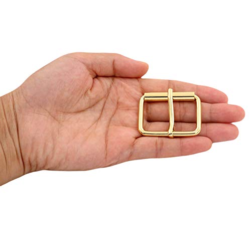 BIKICOCO Roller Buckle, 1-1/2'' x 1'' Heel Rolling Bar Buckles for Bags Leather Webbing Straps - color: Gold X 6 Pcs
