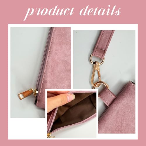 K.E.J. Clutch Purses for Women Wallet Wristlet Small Wallet Purses Clutch Handbags Zipper Purse for Ladies Women Gifts - color: Pink