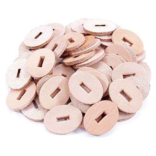 Cowhide Leather Handle Washers - Oval Shape - (1.30 x 1.00 x .125) - (Natural) - USA Made - (for Knife Making & Hobby) - (50 Pack) - color: (Natural)(50 Pack)