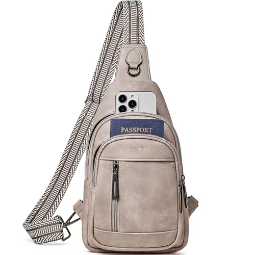 cakang Womens Sling Bag Crossbody Bags for Women Vegan Leather Sling Backpack Daypack Fanny Pack Crossbody Purse Travel - color: 2-grey