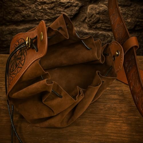 Renaissance Belt Pouch Purse Viking Bracer Hook Halloween Set Medieval Festival Costume Accessory Casual Fanny Pack Waist Bag - color: K7brown