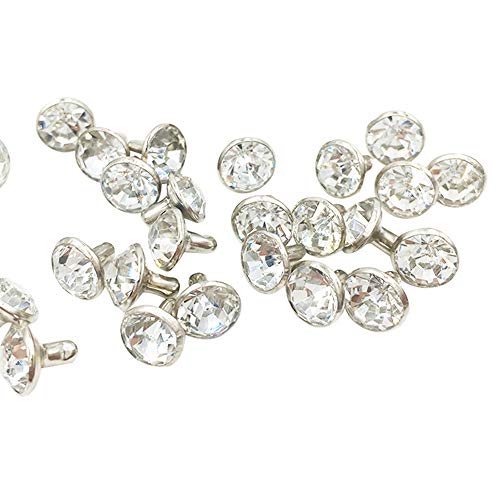 100 Sets Cz Colorful Crystal Rivets Silver Color Spots Studs Double Cap for DIY Leather-Craft (Clear White, 8MM) - color: Clear White, size: 8MM