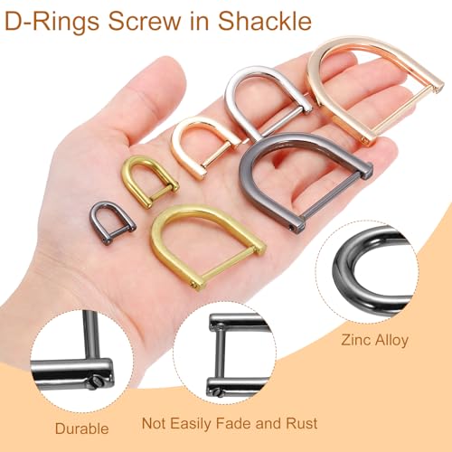 PATIKIL D-Rings Screw in Shackle, Horseshoe U Shape D Ring Zinc Alloy - color: Black, size: 3/8"