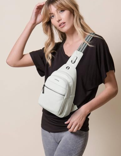 LATMAP 7L Sling Bag For Women Faux Leather Anti Theft Small Casual Daypack Backpack Fanny Pack Crossbody Chest Bags Purse Waterproof Beige - color: Beige 2