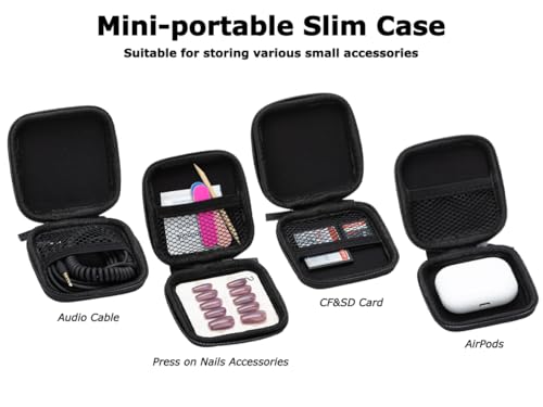 Ginsco Mini-Portable Hard Shell Square Earbuds Case for Apple EarPods/Samsung Galaxy Wired/Wireless Earbuds, Cell Phone Accessories Organizer with Carabiner for Earphones - color: Camo, size: Slim