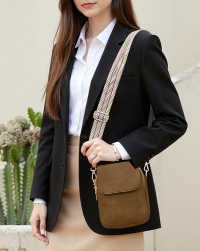 Fashion Small Crossbody Bags for Women Trendy Designer Cell Phone Purses - color: Sandy Brown