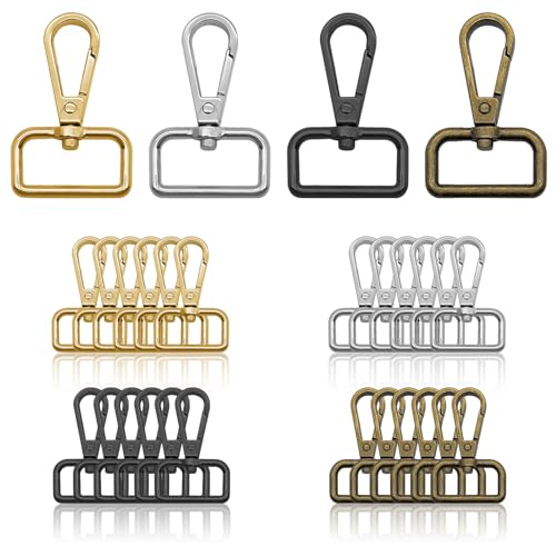 32pcs Metal Swivel Lobster Clasp Hooks, 1” D Ring Lobster Clasp Claw Lanyard Swivel Snap Hook Clips Push Gate Snap Hooks Trigger Clips for Purse Bag Making(4 Colors, 2.5cm Inside Diameter) - color: 32pcs,1”