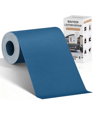 BOUYEER Leather Repair Patch Tape Kit,Self Adhesive Leather Repair for Sofa，Car Seat,Office Chair,Furniture,Jacket,Waterproof Strong Adhesive Vinyl Repair Kit. 4 in x 79 in,Blue - color: Blue, size: 4 in x 79 in