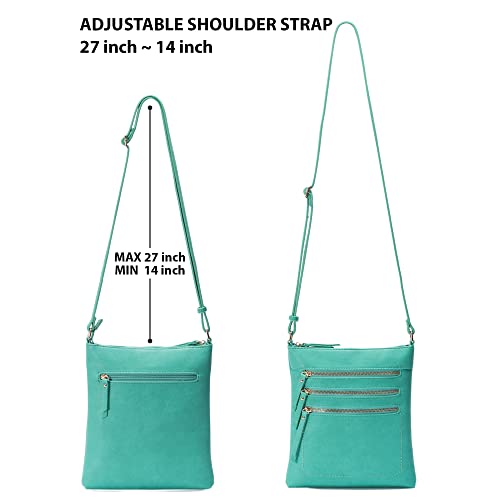 Solene Crossbody Bag Functional Multi Pocket Messenger Purse Top Zip Closure Shoulder Handbag With Adjustable Strap - color: Turquoise