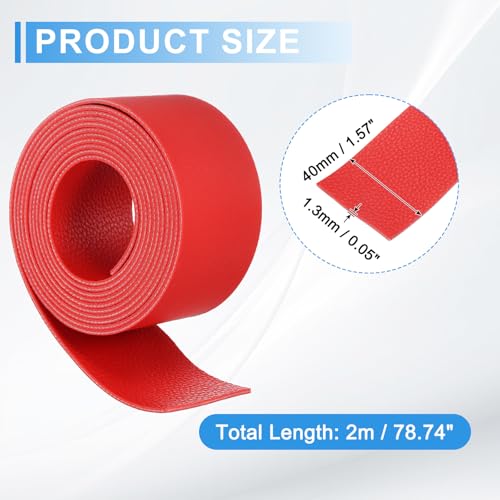 uxcell Leather Straps, 1.6 Inch Wide 79 Inch Long Soft Flat Leather Strips Cord for Craft Projects Tooling Belt Bag Making, Red - color: Red, size: 1.6 Inch Wide 79 Inch Long