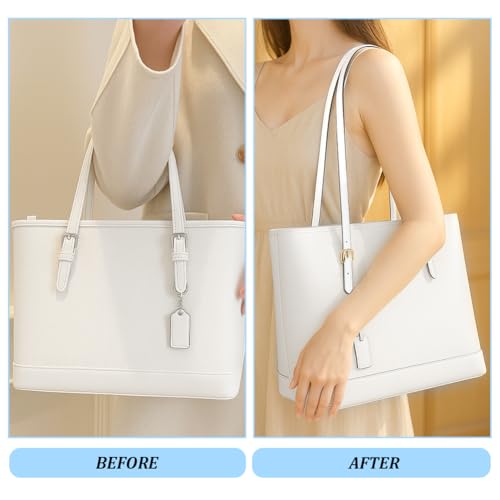 PH PandaHall 2pcs Cowhide Leather Tote Bag Strap Replacement 31.9 inch Leather Handbag Straps, White Adjustable Shoulder Straps Replacement for Purse Tote Bags Carry Bags Making - color: White