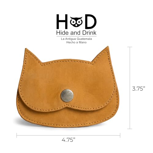 Hide & Drink, Cat Shape Wallet Handmade from Full Grain Leather (Old Tobacco) - color: Old Tobacco