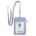 bolimoss 2-in-1 ID Badge Holder & Lanyard Wallet for Women Teacher, Multiple Card Slots PU Leather ID Badge Wallet Case with Detachable Neck Lanyard 1 ID Window, 4 Card Slots, 1 Side Zipper Pocket - color: Light Purple