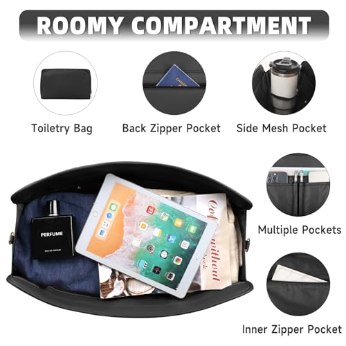 Bolosta Travel Duffle Bag for Men Women, PU Leather Duffel Bag for Traveling, Large Carry on Weekender Overnight Bag with Shoe Compartment, Perfect for Travel/Daily Use - color: C-Black