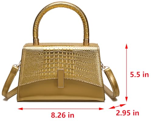 JHVYF Women Small Crossbody Bags Shoulder Bag Classic Satchel Handbags Ladies Cute Purses Satchels bag mini purse for women - color: Golden