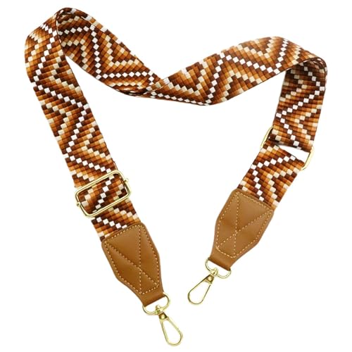 Adjustable Purse Strap with Brown Leather End - 1.5" Wide Handbags, Camera, Guitar, Phone & Crossbody Bag Replacement Shoulder Straps(Gold Hardware) - color: Brown Strap-Gold hook-T508