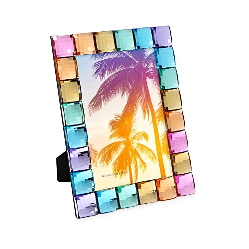 Isaac Jacobs Decorative Sparkling Jewel Picture Frame (4x6, Rainbow) | Jewel Picture Frame, Photo Display & Home Decor Two-way easel for vertical or horizontal display. Does NOT hang on wall - color: Rainbow, size: 4x6