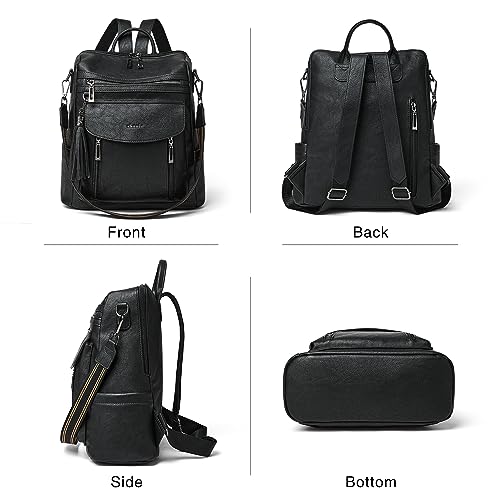 Shrrie Backpack Purse for Women Fashion Leather Backpack Purse Designer Travel Backpack Convertible Shoulder Bag with Wristlet - color: 2-2 Two-tone Black