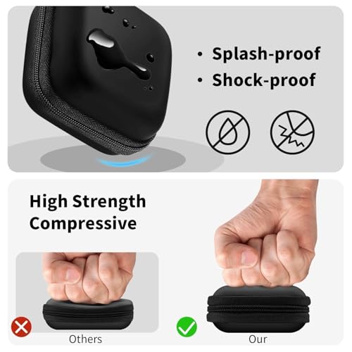 1 Pack Square Earbud Case Storage Bag with Carabiner, Black | Portable EVA Carrying Case, For Wired/Wireless Headphones, SD Card Storage, Camera Chip - color: C1-square black