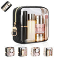 4.9" Clear Small Makeup Bag for Purse, TPU Cute Mini Cosmetic Bag, Portable Small 2 Transparent Travel Toiletry Pouches for Women, Birthday/Wedding/Christmas (Black) - color: Clear-Double-sided Black