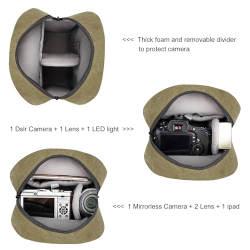 TULLIO Camera Bag Purse Small Sling Crossbody Shoulder Case for Women Men - color: Army green, size: Small