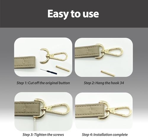 NIIIYTYB 2Pcs Snap Hook Swivel Clasp Set 1.5 Inch Detachable Carabiner Hooks with Screwdriver D Ring Keychain Clips Bag Strap Hardware for Purses Crossbody Bags Key Fobs Pet Collars(Gold) - color: gold, size: 1.5 inch