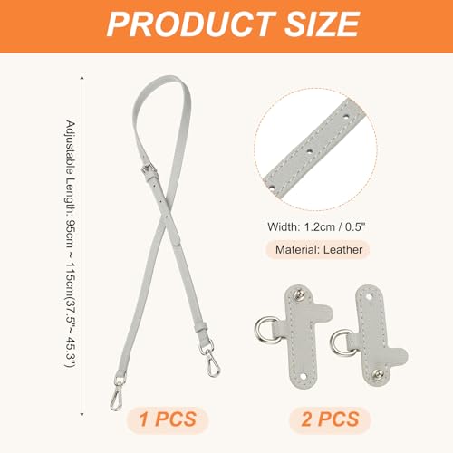 PATIKIL Leather Shoulder Strap, Adjustable Purse Straps Replacement Kit with Clasp for Crossbody Handbag Mini Tote Bag, Light Gray - color: Light Gray