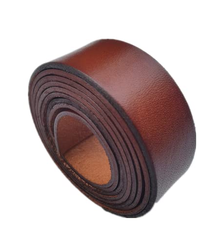 Glory Qin 5 Feet 25mmx2mm Genuine Cow Hide Flat Leather Strip, 25mm Wide Real Leather Craft for Jewelry Making LeatherRush (Brown) - color: Brown 1.5M x 2.5CM